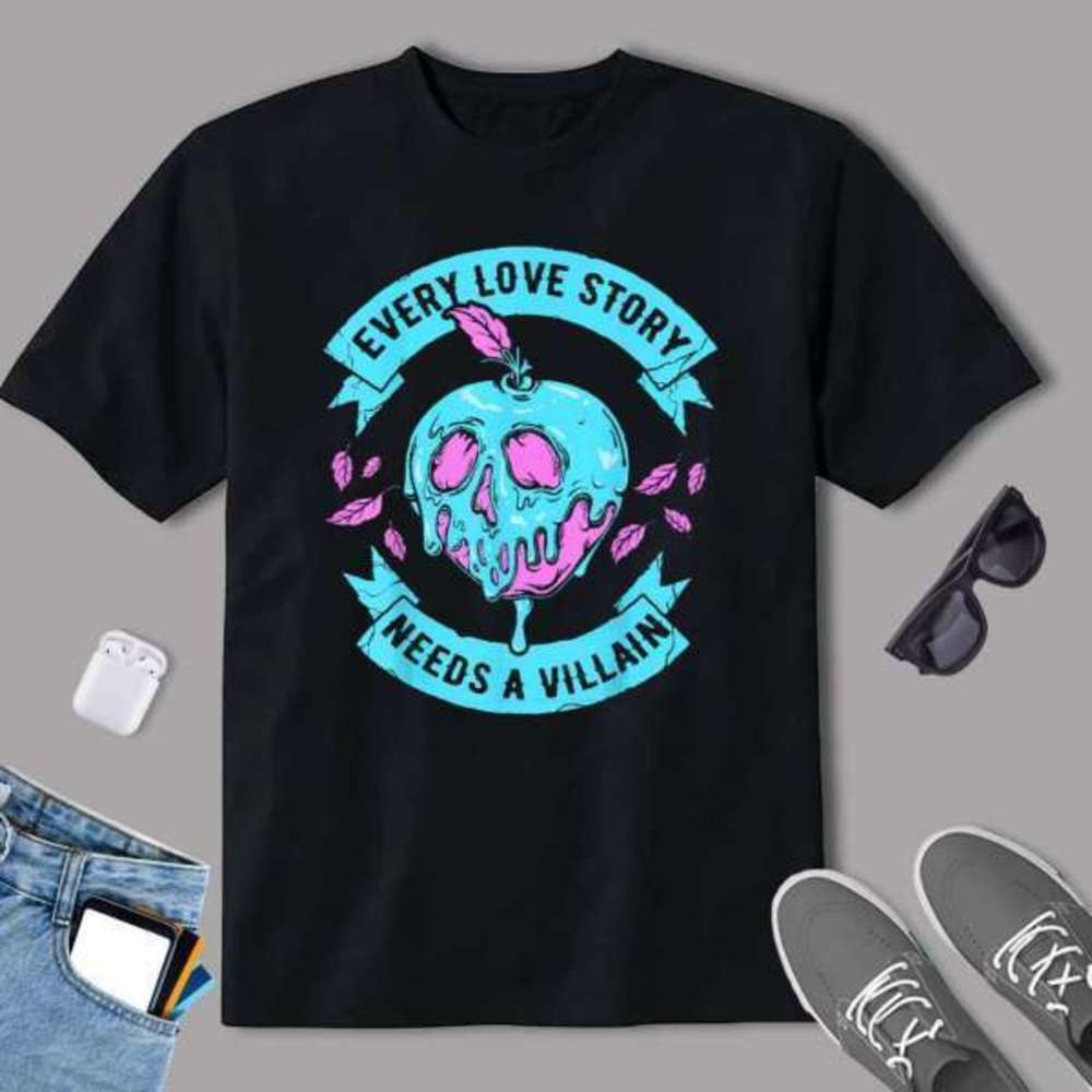 Disney Villains Love Story Dark Theme Graphic Unisex T-Shirt